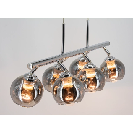 Lampa wisząca chromowana 6-punktowa ze szklanymi kloszami 2208/6 8C z serii PIRAN - Lampy Elem